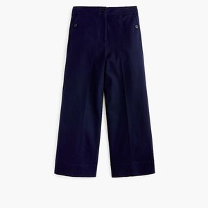 New JCREW Navy Wide-leg pant in bi-stretch cotton